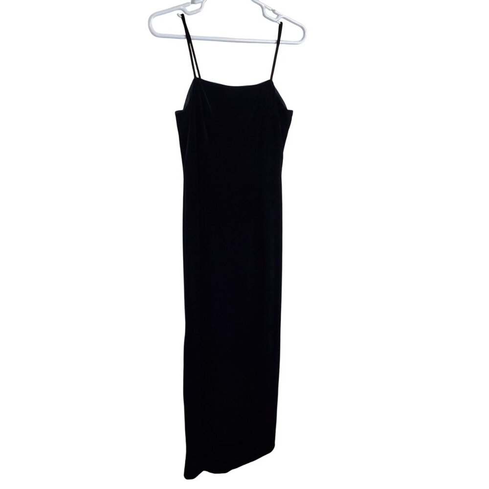 Alex Evenings Size 12 Dress Slip Gown Velvet Spaghetti Strap Evening Back Slit - Picture 1 of 15